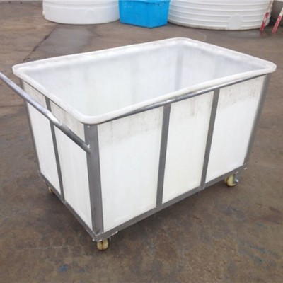 For liquid storage plastic containers trolley cart with big wheels