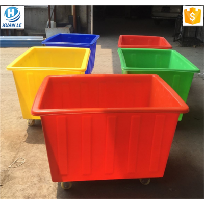 Heavy duty rolling plastic poly pull laundry cart for folding