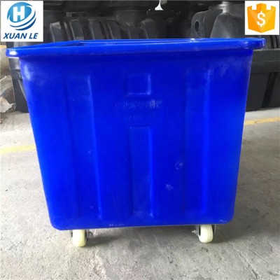 Rotomolded plastic service cloth cart mobile wheeled laundry cart