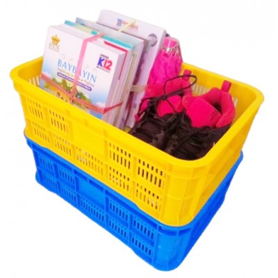 600*415*180mm food grade mesh plastic egg crate mesh storage basket for sale